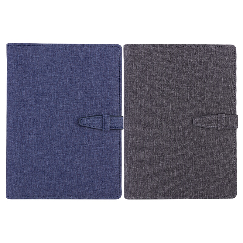 得力3309 25K100张时尚活页扣带皮面本 1本蓝灰随机