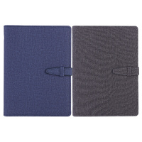 得力3309 25K100张时尚活页扣带皮面本 1本蓝灰随机