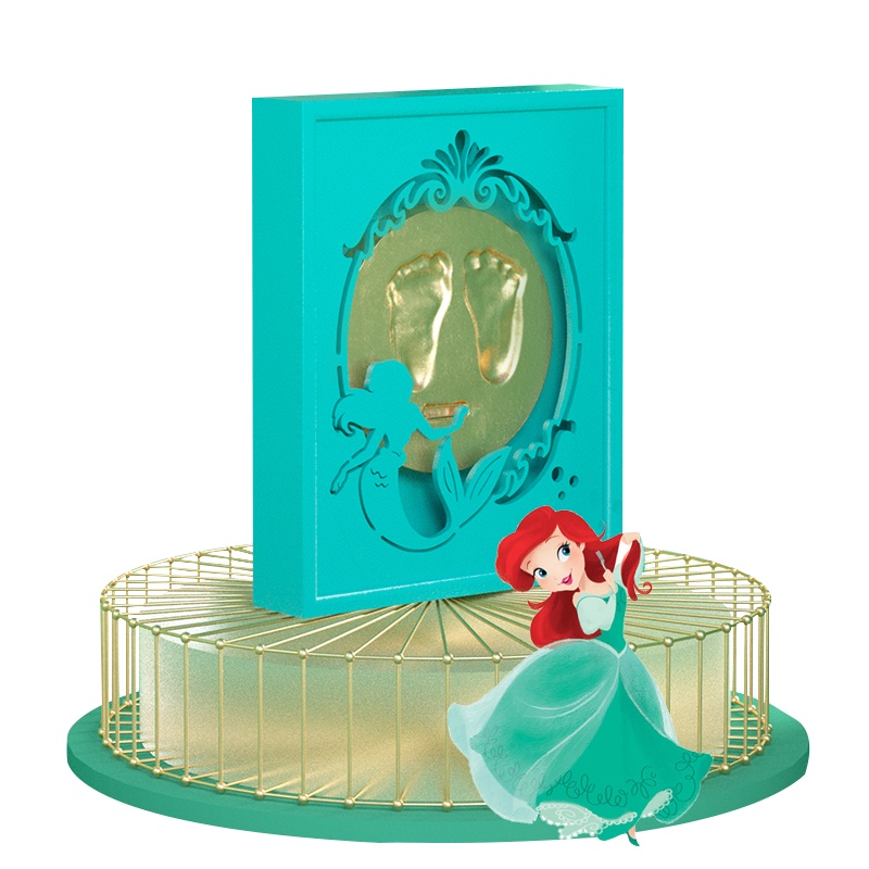 美人鱼手足印泥宝宝胎毛纪念品婴儿手印脚印画满月百天礼