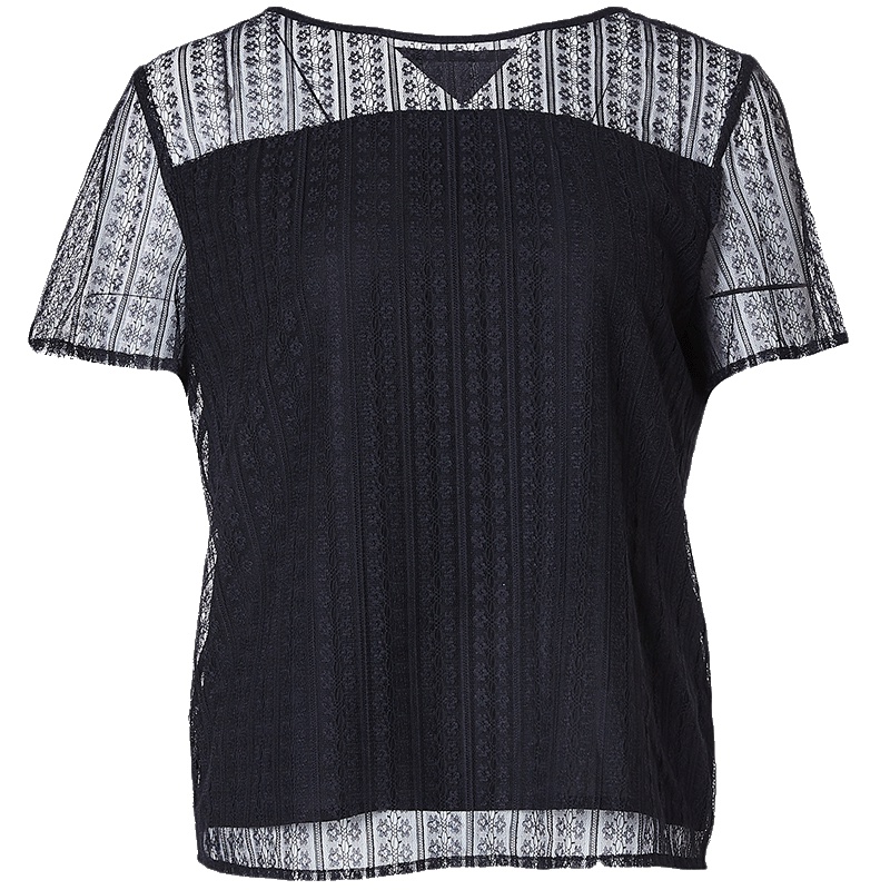 LIEDOW蕾朵2019新款薄T恤小衫短袖雪纺上衣女仙气夏季镂空打底衫