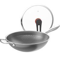 英国EWIWE LW3C全面屏316不锈钢炒锅不粘锅蜂窝不粘平底炒菜锅少油烟可铁铲翻炒电磁炉煤燃气通用锅