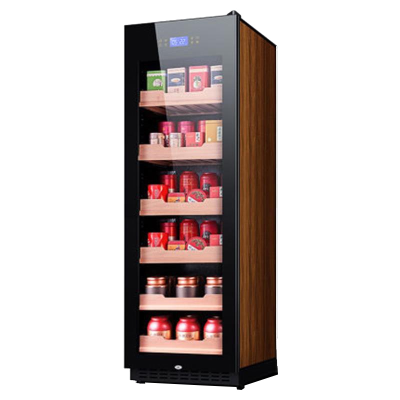 尊堡(zunbao)JC-435E茶叶冷藏保鲜恒温红酒柜冰箱冰吧客厅家用饮料雪茄柜 棕木纹+果篮