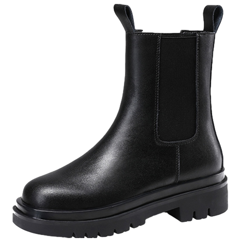 BV真皮马丁靴女潮ins秋季新款英伦风短靴中筒切尔西烟筒