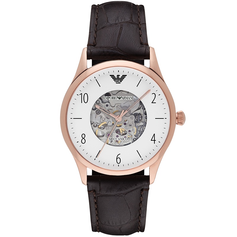 阿玛尼(EMPORIO ARMANI)机械手表 欧美品牌 男表全自动机械男表皮带商务时尚休闲手表机械表 男 AR1920