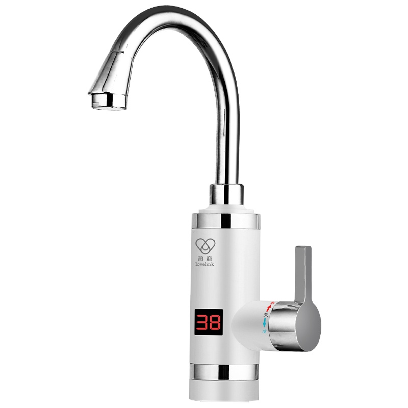 热恋(LoveLink)电热水龙头 冷热两用 单柄控温小厨宝 速热即热式电热水器 S3X3雪山白大弯(下进水)