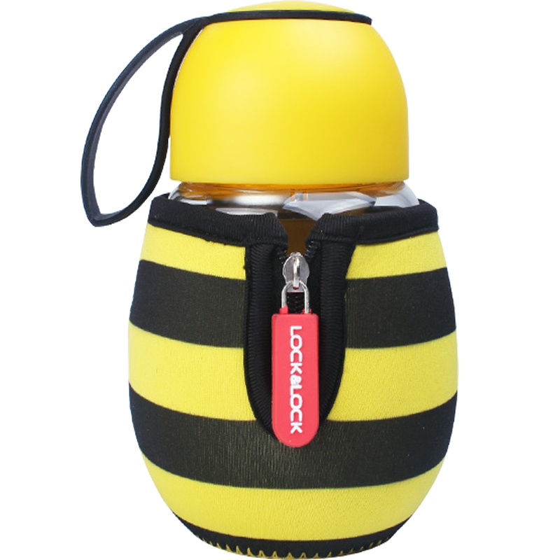 乐扣乐扣玻璃杯卡通可爱创意水杯萌嘟嘟女生耐热玻璃随手杯子暖手