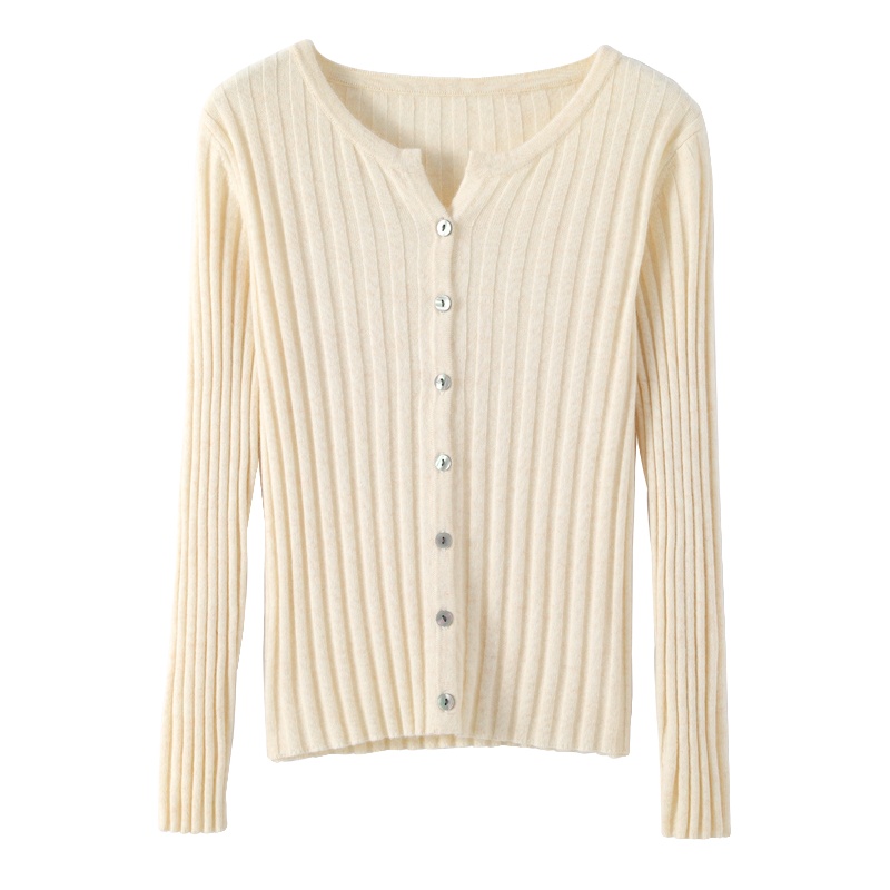 绒媛RY222 2021秋冬新款抽条圆领开衫百搭外套潮牌女装