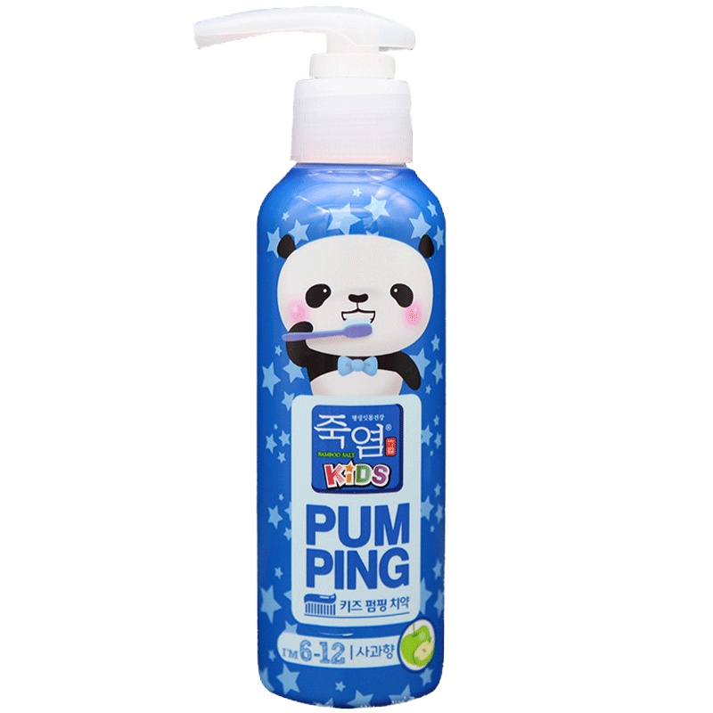 LG竹盐韩国进口儿童按压式牙膏160g*1瓶(苹果味)6-12岁儿童派缤牙膏 口气清新 (两种颜色随机发)