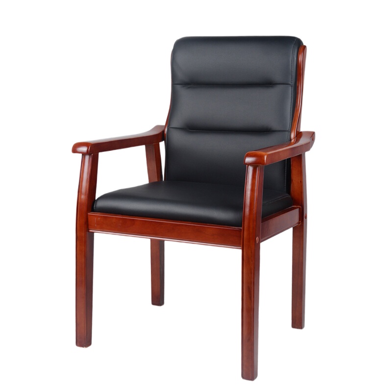 卓澳(ZHUOAO)实木电脑会议职员培训办公椅家用皮质人体工学椅KJX-C144