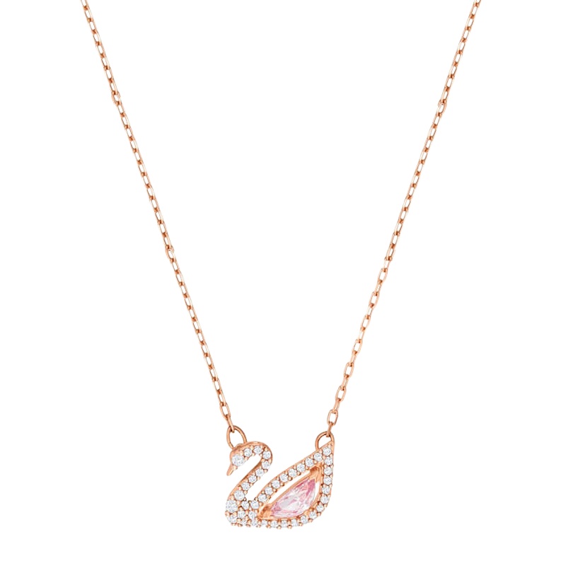 施华洛世奇(SWAROVSKI)胭脂粉色浪漫天鹅水晶耳饰 人造水晶 送恋人5469990