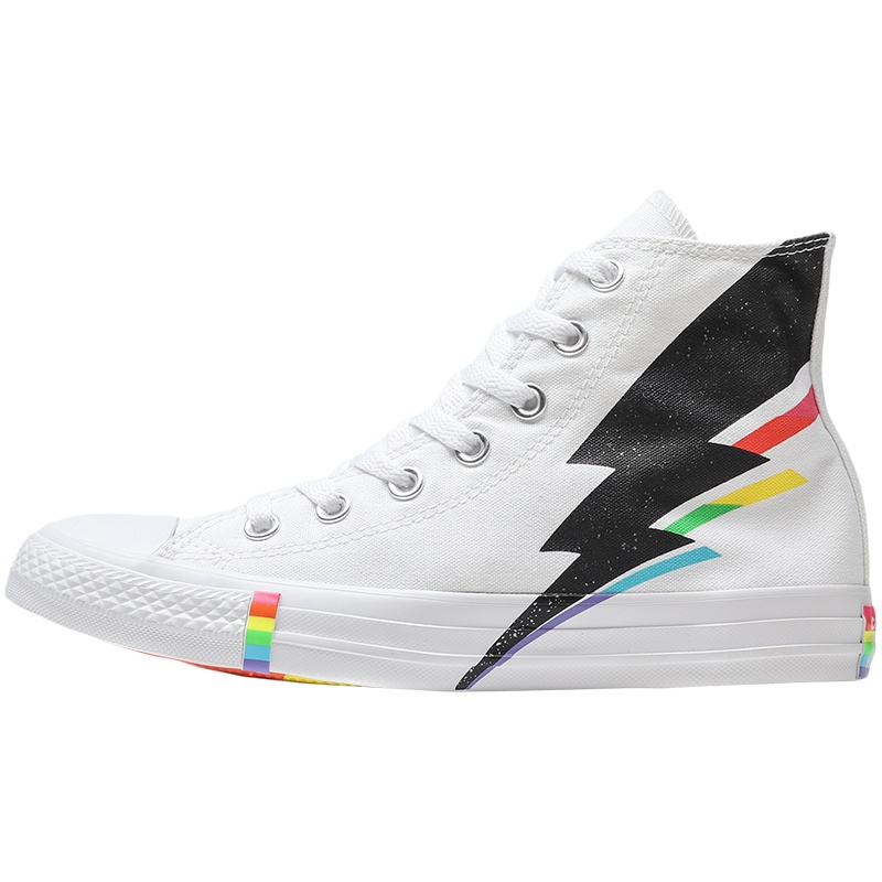 CONVERSE匡威男鞋女鞋帆布鞋新款彩虹闪电时尚高帮休闲运动鞋165715C