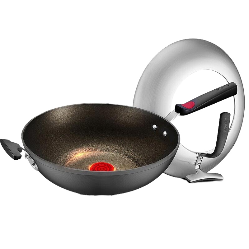 苏泊尔炒锅钛pro无油烟炒锅火红点3代不粘锅 PC32H2