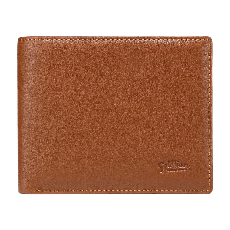 金利来钱包男士短款薄款头层牛皮时尚商务横款短款零钱夹皮夹 A718004-234A 棕啡色