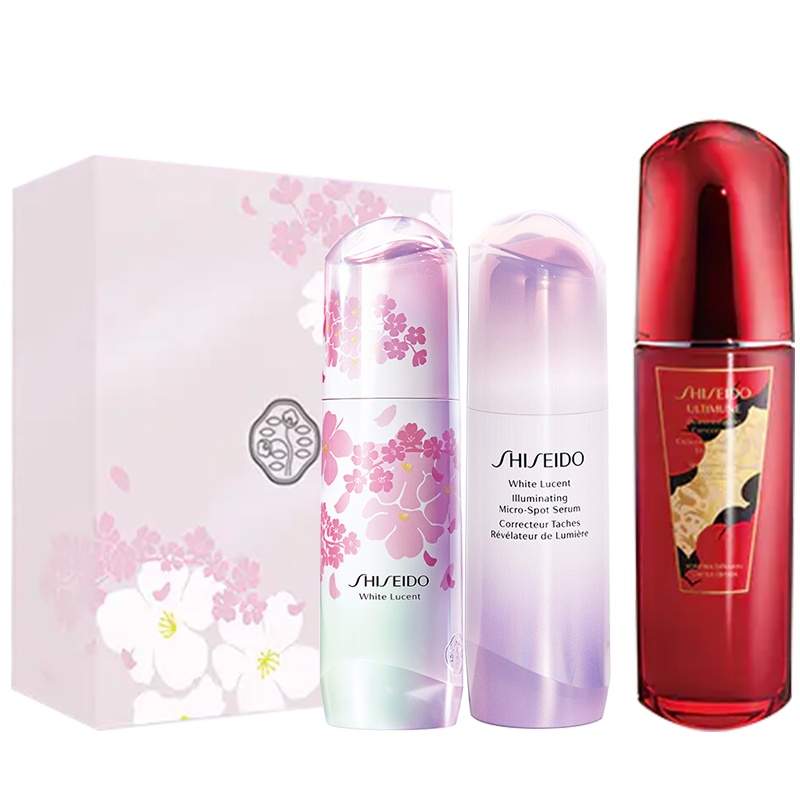 【国内专柜】资生堂限量版樱花礼盒（光透耀白祛斑焕颜精华液50ml限量版+50ml经典版+红妍肌活精华露75ml限量版）