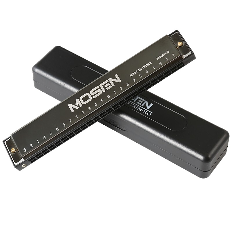 莫森MOSEN口琴24孔复音口琴MS-24KL 入门教学演奏口琴C调(蓝色)