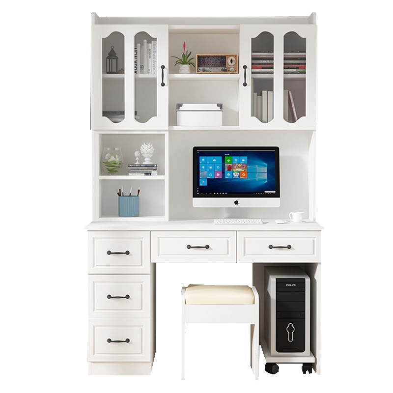 艺可恩书桌书架组合简约现代书柜一体家用多功能学生学习桌子电脑台式桌