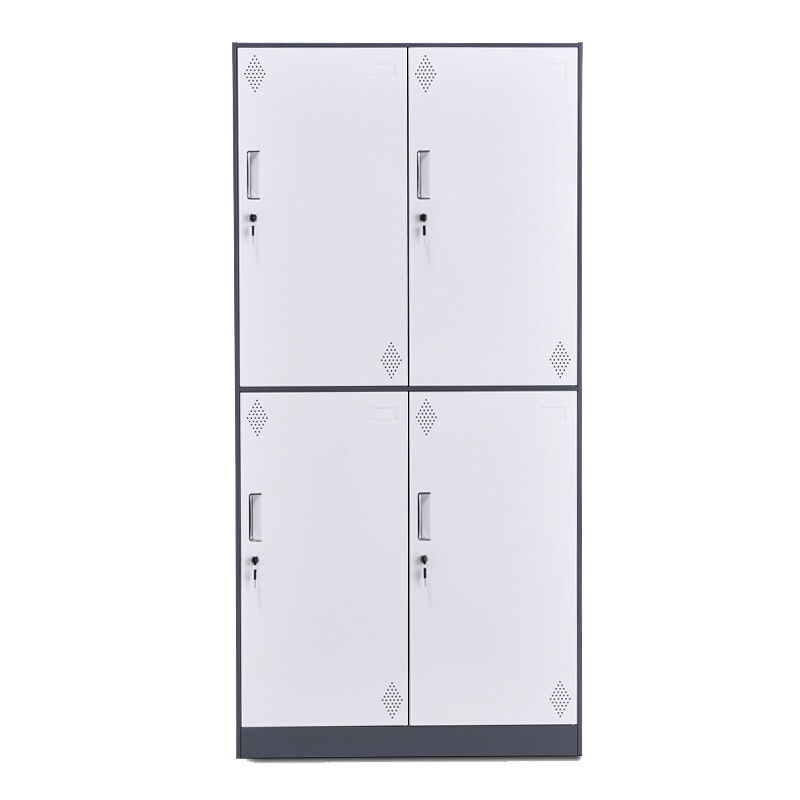 卓澳(ZHUOAO)更衣柜铁皮柜健身房浴室员工职员柜灰白四门更衣柜薄边