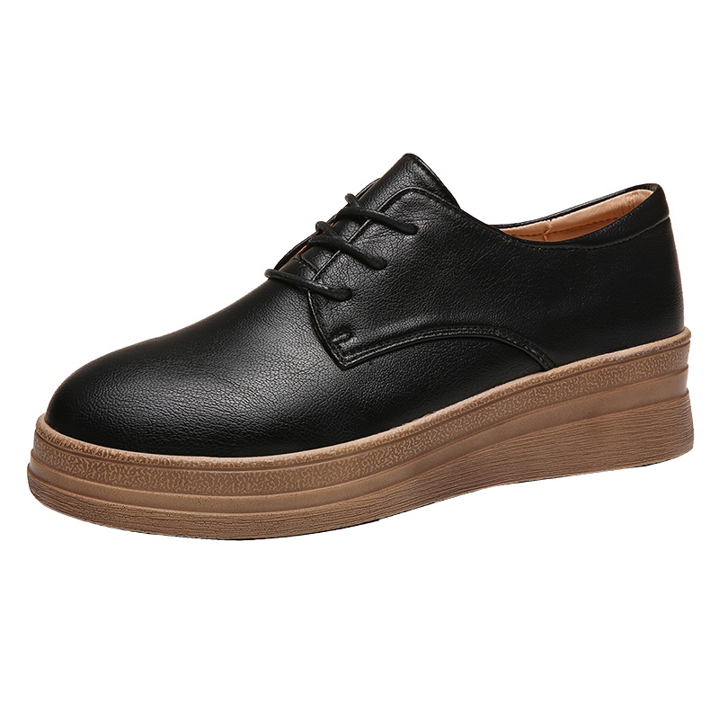 卡帝乐鳄鱼(CARTELO) 新款系带厚底增高女舒适透气防滑增高松糕女鞋厚底休闲鞋