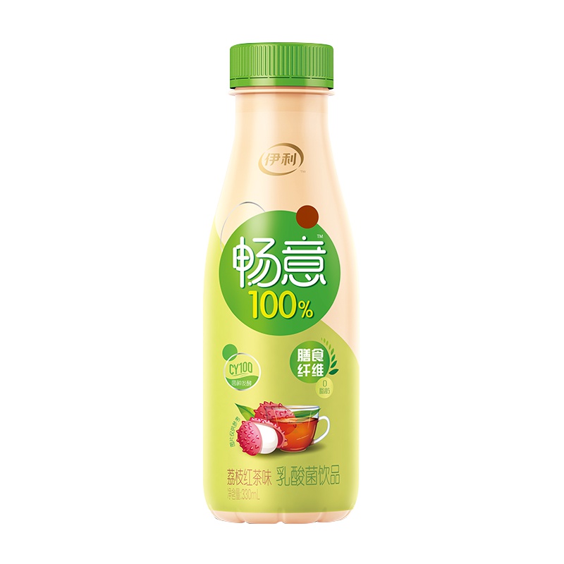 伊利 畅意100%乳酸菌饮品荔枝红茶味330ml*12瓶