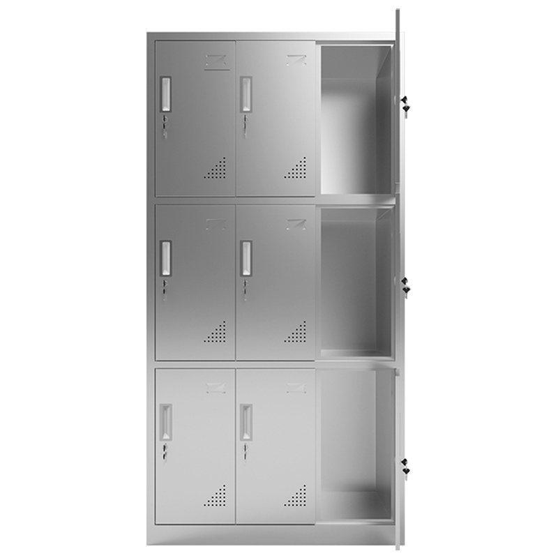 永格304不锈钢衣柜更衣柜员工储物柜 不锈钢9门衣柜