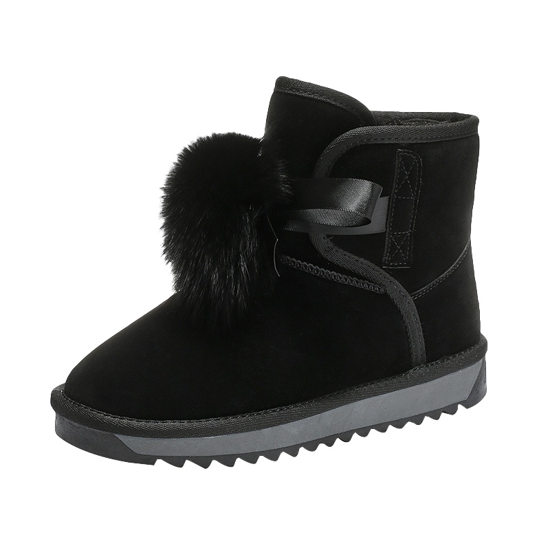 朴尼斯(Pounise)雪地靴女2019冬季新款时尚加绒短靴短筒百搭棉鞋休闲鞋 QW88-9889