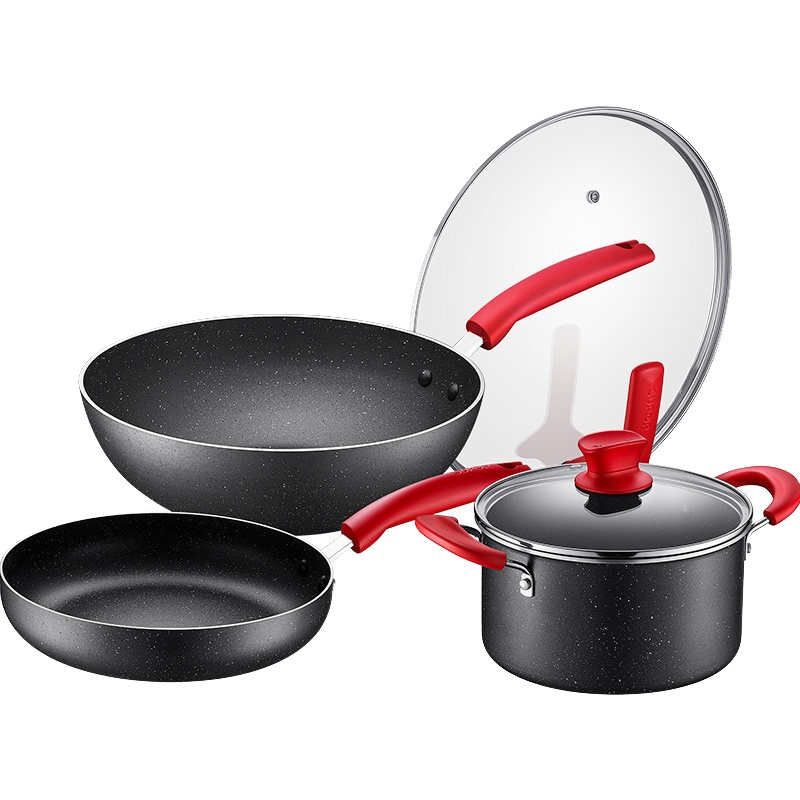苏泊尔(SUPOR) 套装锅不粘炒锅煎锅汤锅三件套厨具燃气平底锅锅具套装 电磁炉款 TP1827E