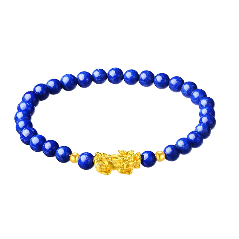 蒂蔻 黄金貔貅手链女款3D硬足金紫晶石手串本命年节日礼物