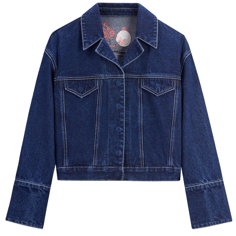 爱居兔2019春季女装绣花修身牛仔外套