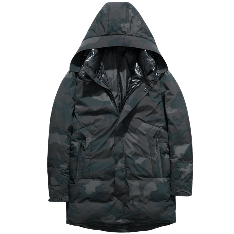 千纸鹤男士羽绒服潮2019冬季新款青年连帽时尚迷彩鸭绒外套60133