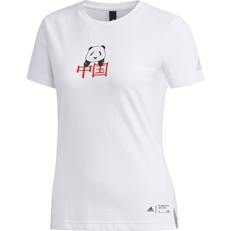 阿迪达斯短袖T恤女装2019夏新款熊猫圆领休闲运动上衣体恤FK4406