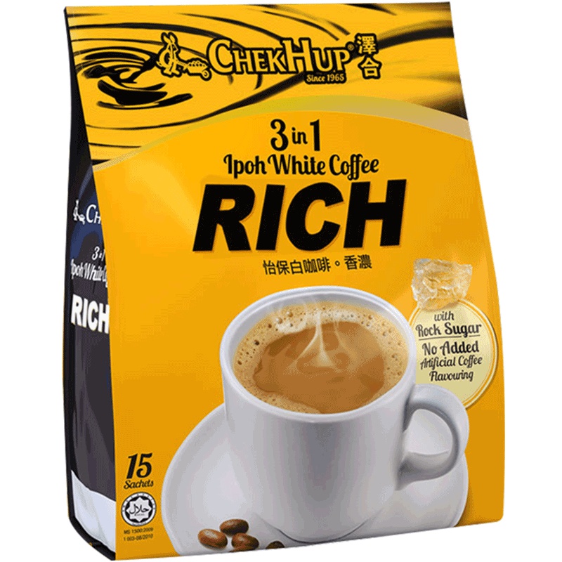 马来西亚原装进口 泽合怡保三合一白咖啡600克/袋装 香浓白咖啡 速溶咖啡粉 15小袋