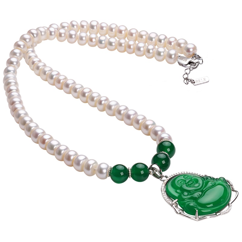 佰色传情BRIR珍珠项链女淡水纯银吊坠玉髓玛瑙款母亲节妈妈