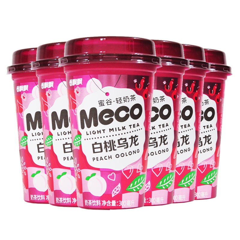 香飘飘Meco轻奶茶白桃乌龙300ml*6杯抹茶拿铁白桃乌龙太妃奶茶早餐下午茶即饮奶茶免冲泡