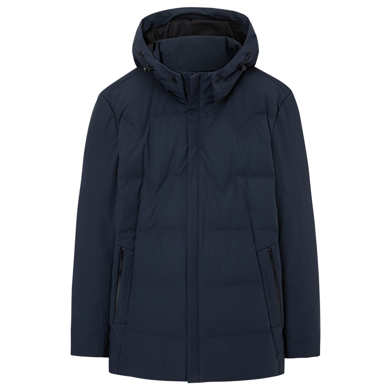 才子中长款羽绒服冬季新款商务保暖大衣连帽外套潮