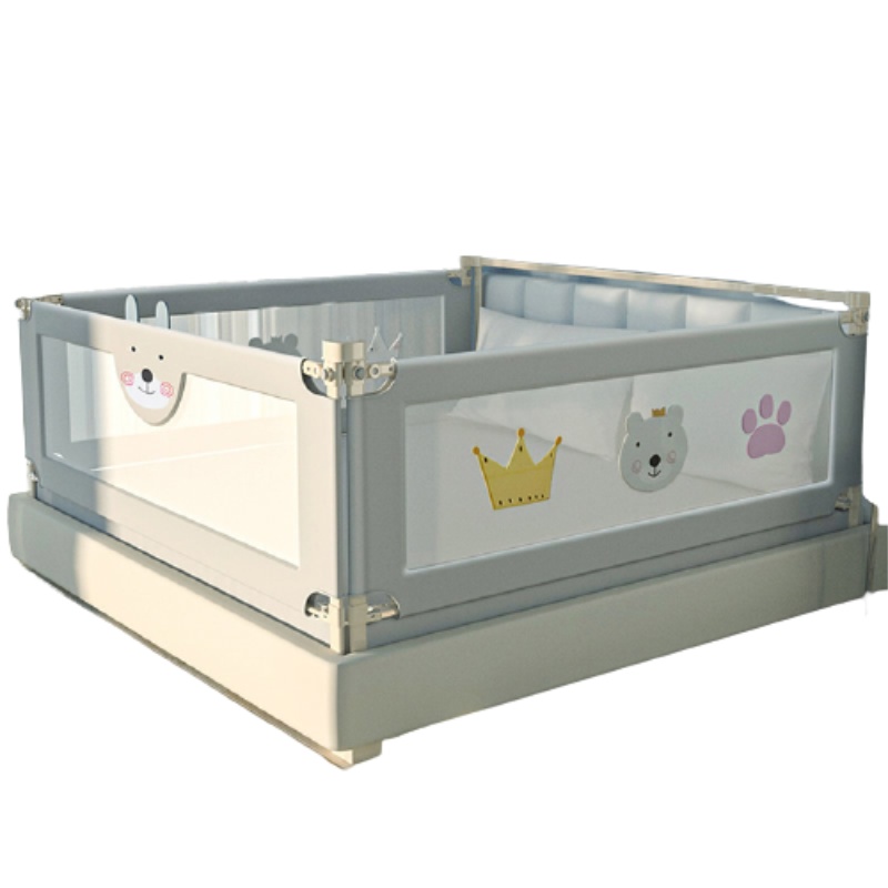 [爱儿宝]婴儿童防掉安全床护栏宝宝床边床围栏大床栏杆防摔挡板通用垂直升降 蓝色动物园1.8米+2米+2米 三面装