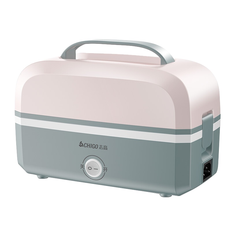 志高(CHIGO)电热饭盒ZG-JP02粉灰多功能双层304内胆负压蒸煮饭盒灰色