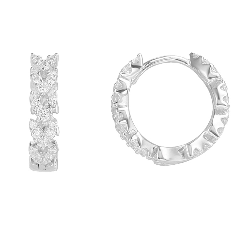 apm MONACO气质时尚环状镶晶钻单圈耳环925银耳饰男女通用耳坠首饰奢华贵族AE11676OX