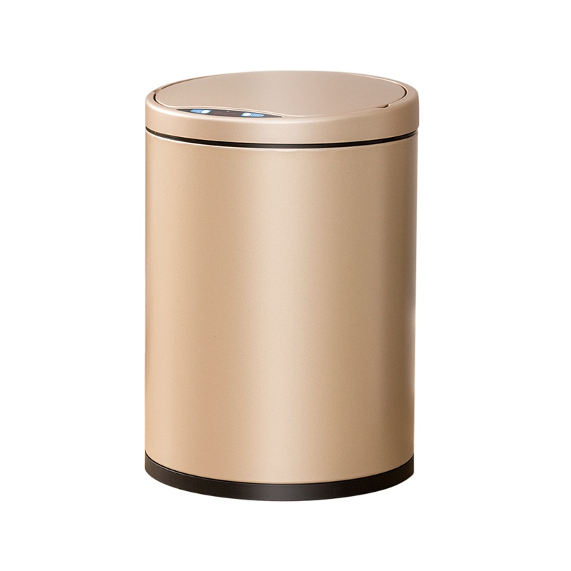 欧润哲 圆形智能感应垃圾桶香槟金9升 自动感应静音家用创意翻盖收纳桶酒店办公室清洁桶