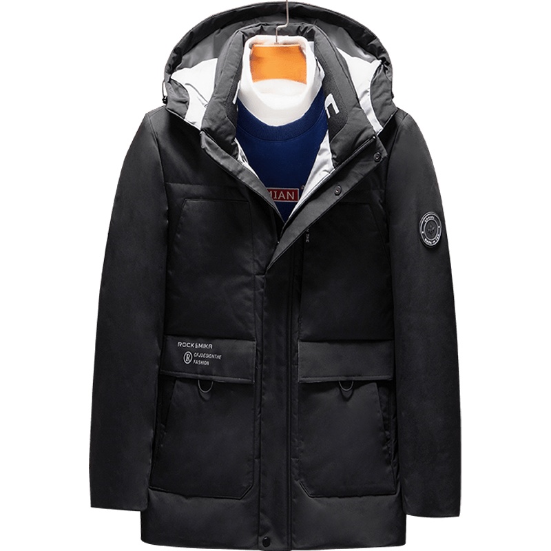 雅鹿男装90白鸭绒无缝压胶工艺防钻绒连帽保暖男款羽绒服外套1034YA01969