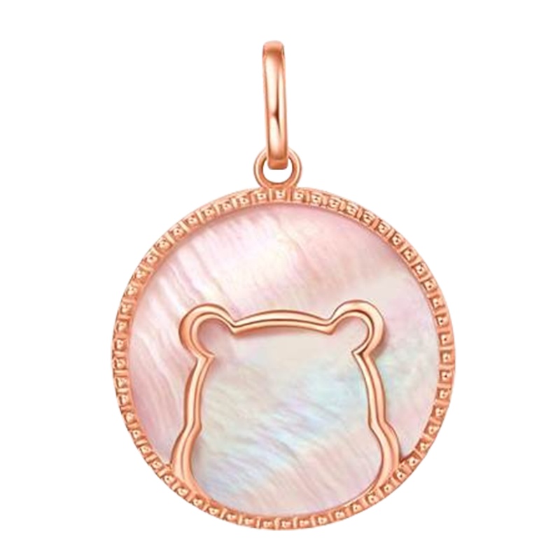 新款周大福迪士尼WINNIE系列520樱花小熊粉贝18K金吊坠T78540送礼