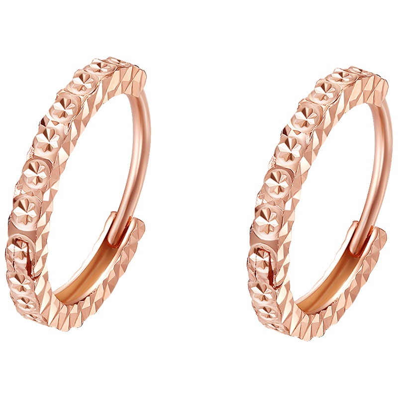 周六福(ZHOULIUFU)18K金耳环女多彩送女友Au750彩金玫瑰金花纹型耳饰耳钉KI094507