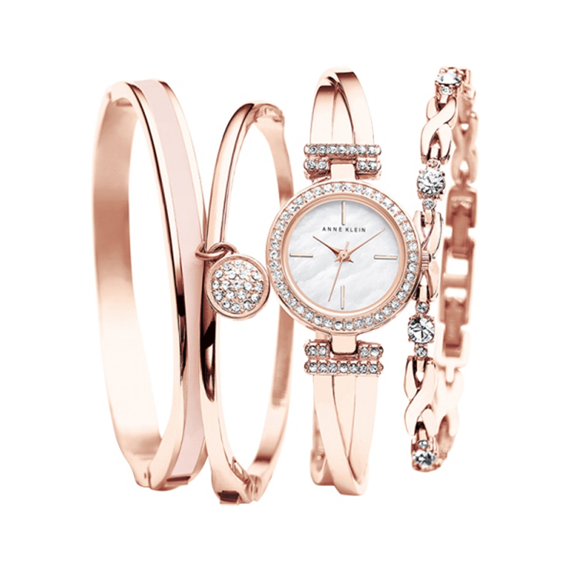 安妮克莱因（ANNE KLEIN）魅力潮流系列四件套装带钻潮流简约石英腕表AK/V2238RGST