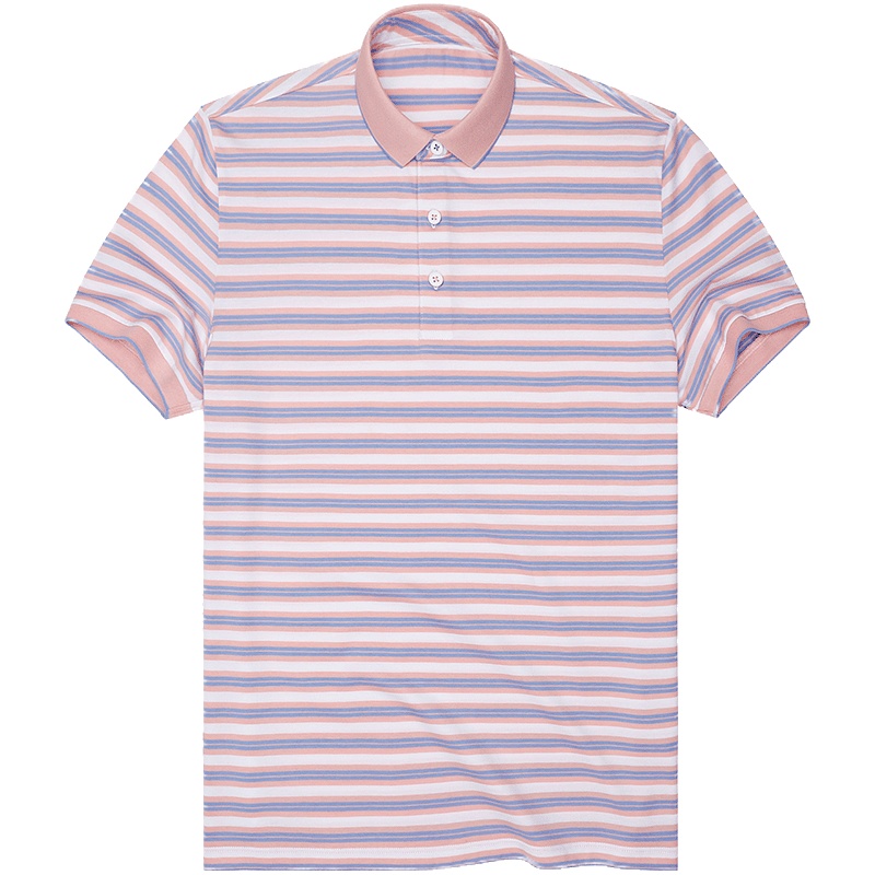 布先生新款纯棉翻领短袖T恤 时尚条纹休闲上衣男士 AT10481