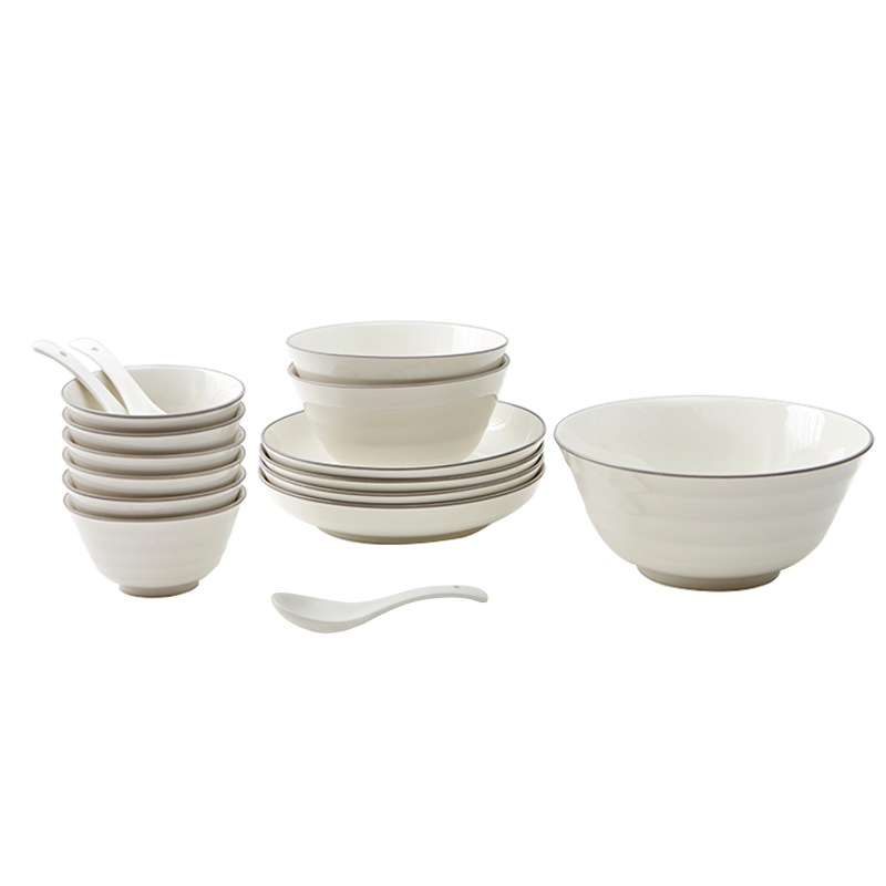 苏宁极物 19头抑菌餐具套装(极简北欧)套装家用碗碟套装个性饭碗家用陶瓷碗盘子创意餐具套装