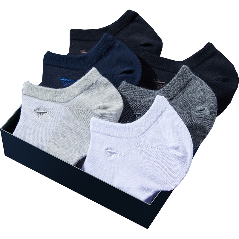 七匹狼【纯棉短袜】6双装春夏季男式运动短筒船袜薄款纯棉男士袜子男