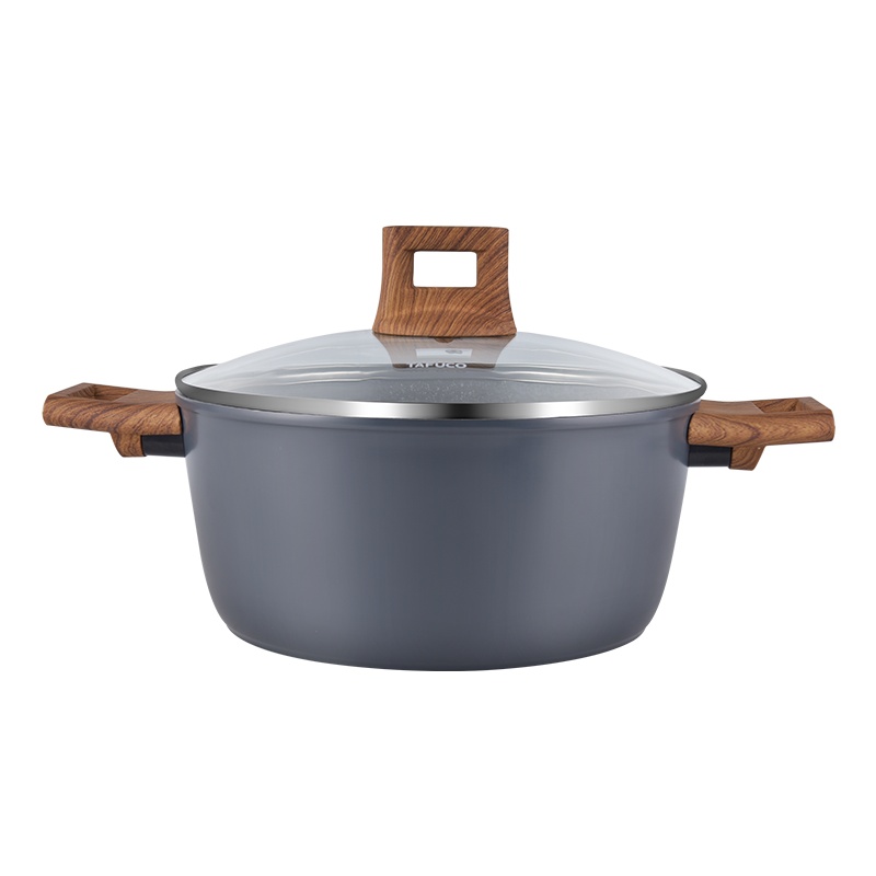 日本泰福高麦饭石不粘锅 汤锅 电磁炉通用锅健康无油烟汤锅 燃气通用深汤锅加厚款-内径24cm