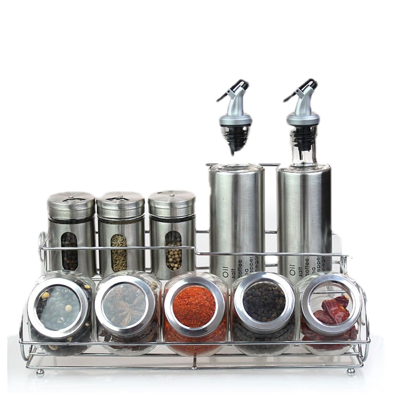 收纳盒调料盒 调味罐套装玻璃调料瓶密封 不锈钢盖油壶油瓶酱油醋壶大号巧妈妈