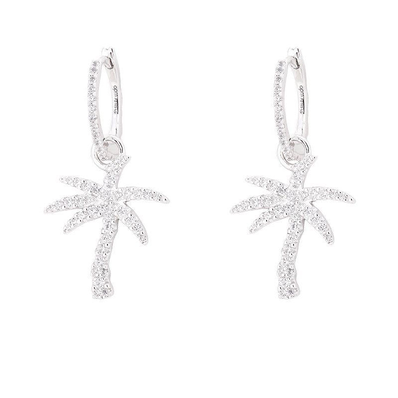 APM Monaco银镶晶钻棕榈树造型耳环气质 椰子树耳坠 气质耳饰首饰