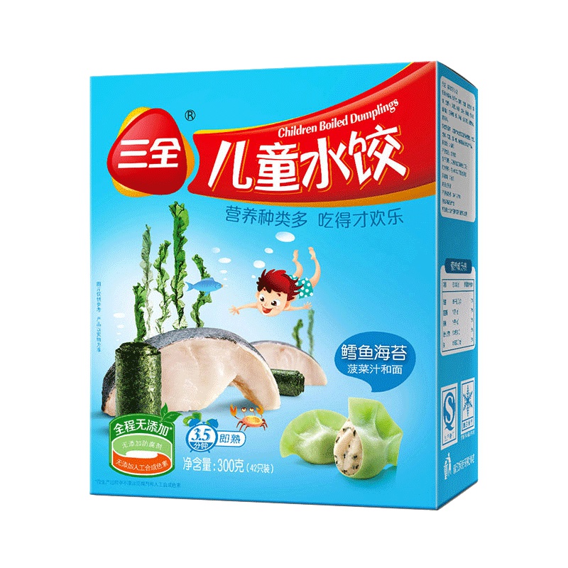 三全儿童鳕鱼海苔水饺300g
