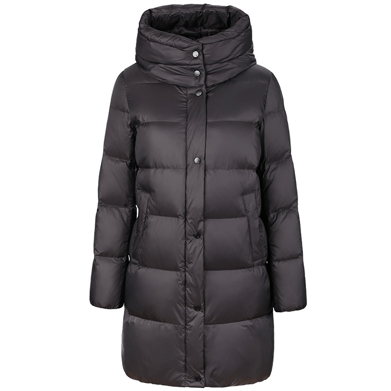 高梵（GOLDFARM）秋冬时尚女装连帽羽绒服女中长款加厚保暖冬装羽绒外套